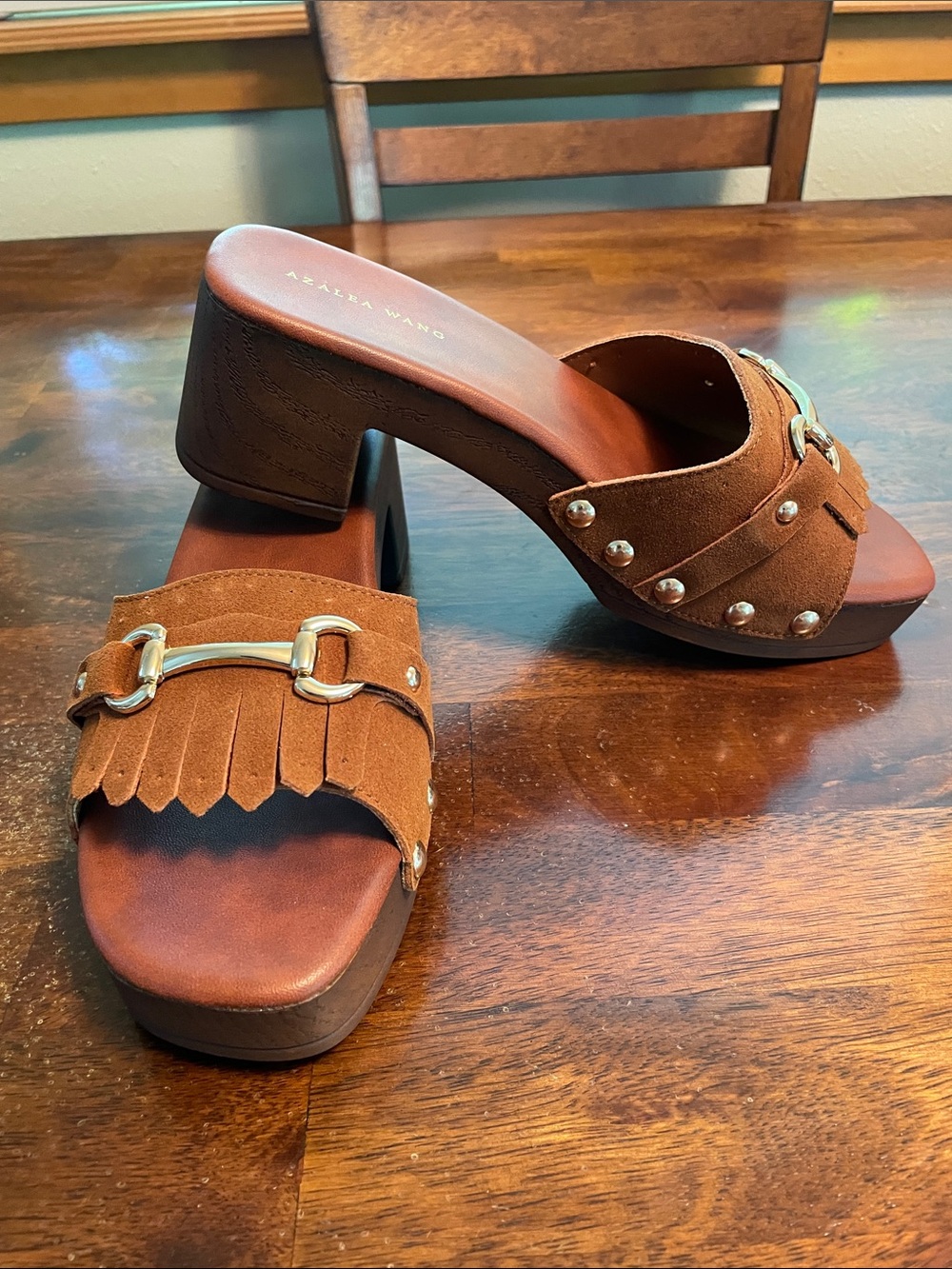 AZALEA WANG Epsilon Platform Slide Sandal Women’s Size 9 Brown/Tan